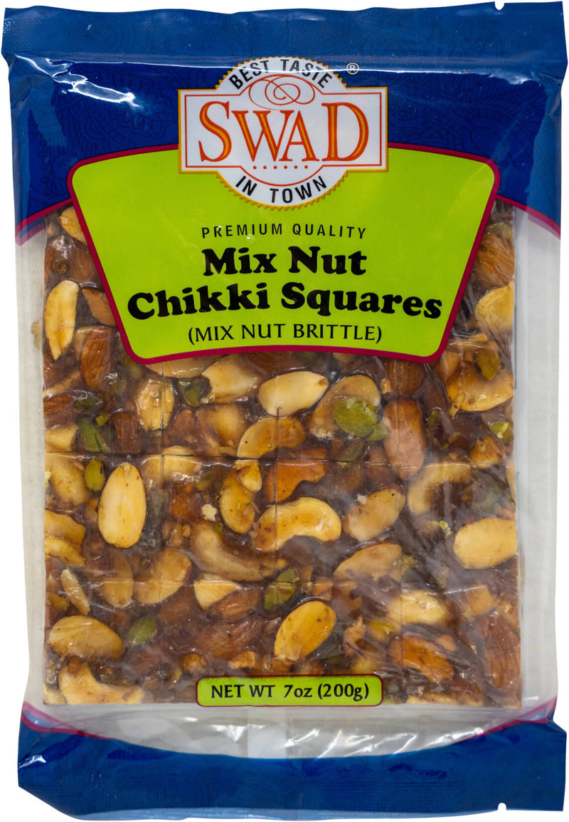 Swad Mix Nut Chikki Squares. 7oz (200g)