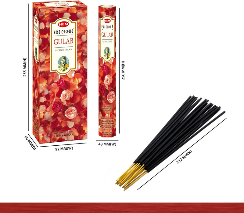 HEM Precious Gulab Incense Sticks - 120 Sticks Total