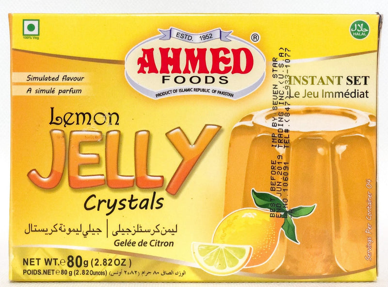 AHMED Halal Jello Vegetarian Crystal Jelly, Lemon, 70g