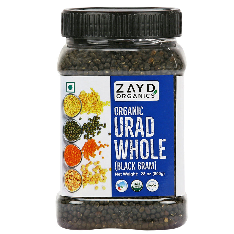 Zayd Organic Urad Whole (Black Gram Whole) USDA Organic Certified, 1.7-Pounds