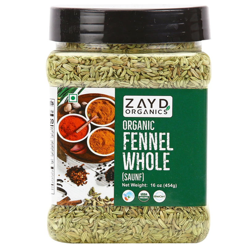 Zayd Organic Fennel Whole 14oz, USDA Organic Certified
