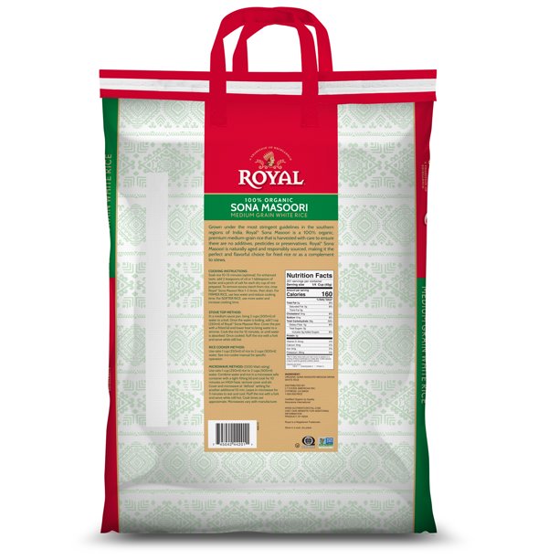 Royal Organic Sona Masoori Rice, 20lbs