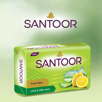 Santoor Fresh Skin Soap, Lime & Aloe Vera, 100g
