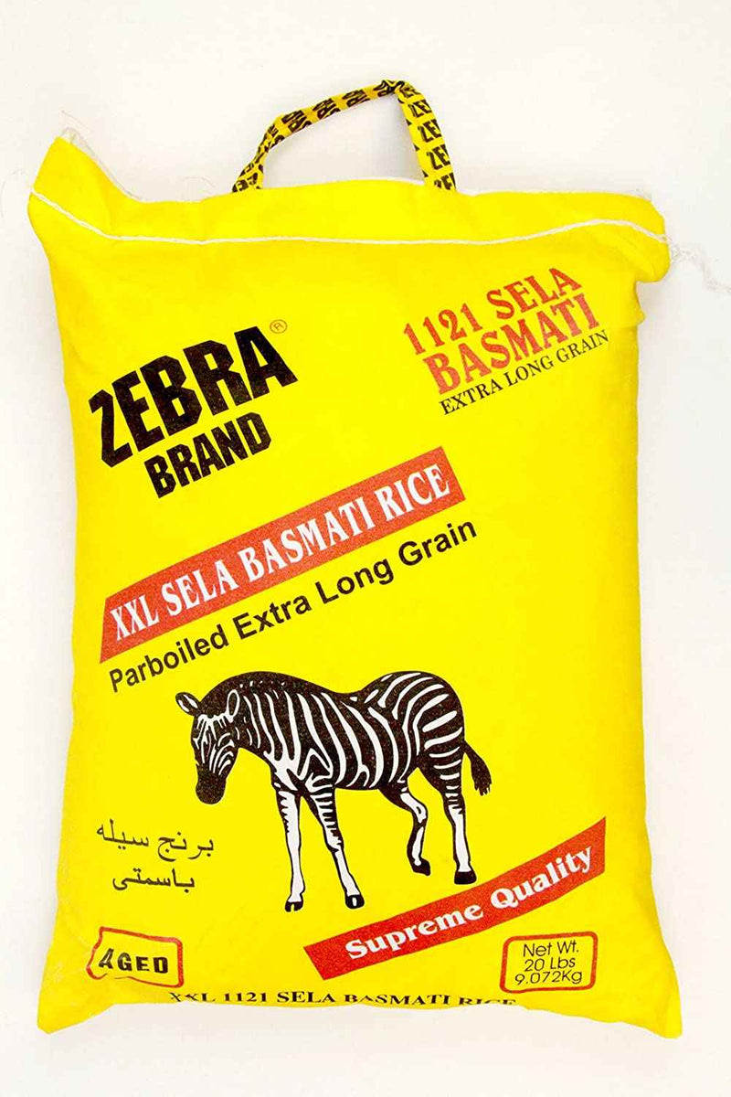 Zebra Basmati Rice - 1121 Sela XXL Parboiled Rice, (10 Lb)