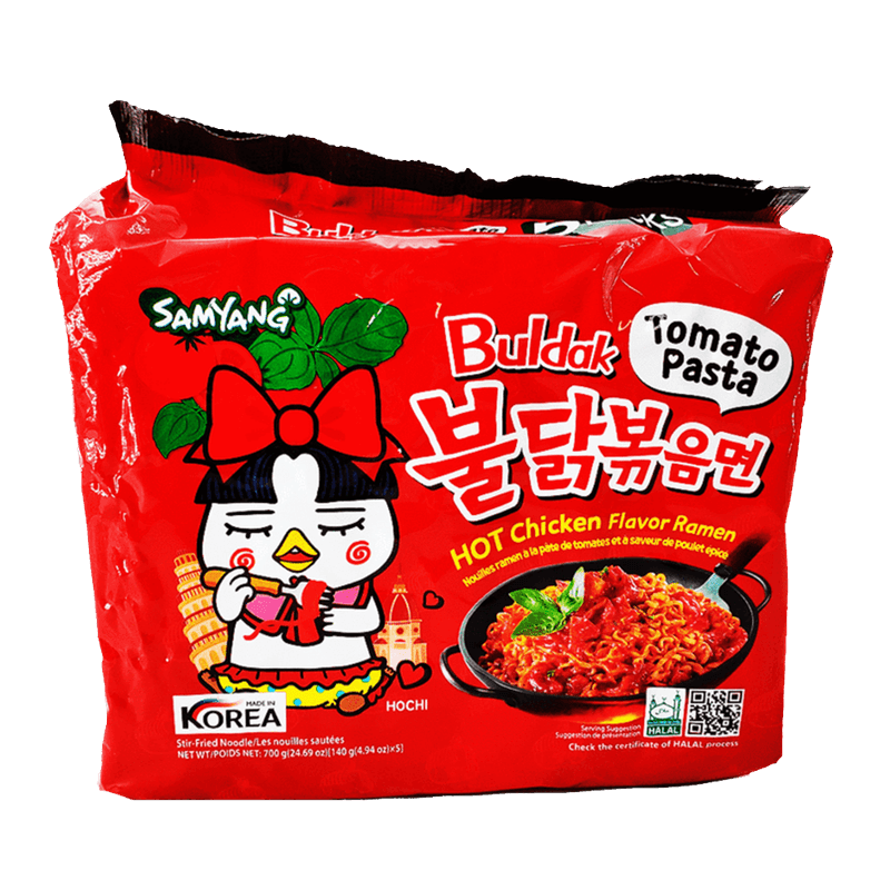 Samyang Buldak Ramen Tomato Pasta Hot Chicken Flavor, 4.94oz, 5 pack