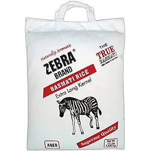 Zebra Basmati Rice Extra Long Kernel 10 Lb Bag