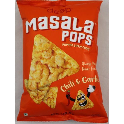 Deep Masala Pops Chili & Garlic Chips, 2.8oz (80g)