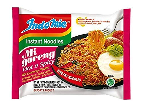 Indomie Mi Goreng Instant Hot & Spicy Stir Fry Noodles, Halal Certified, 80g