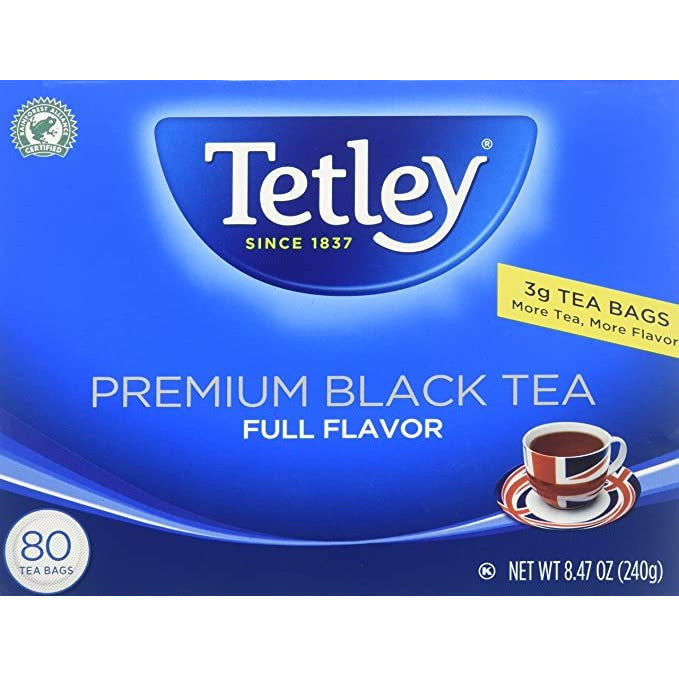 Tetley Premium Black (80-Tea Bags)  (Full Flavor) 8.47oz (240g) (Indian Origin)