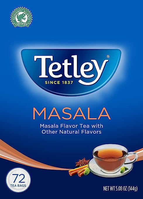 Tetley Masala Tea (72-Tea Bags) 5.08oz (144g) (Indian Origin)