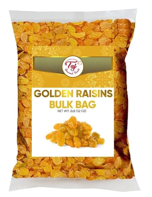 TAJ Golden Raisins | Sweet Seedless Sultanas from South Africa | 2lbs (Bulk Pack)