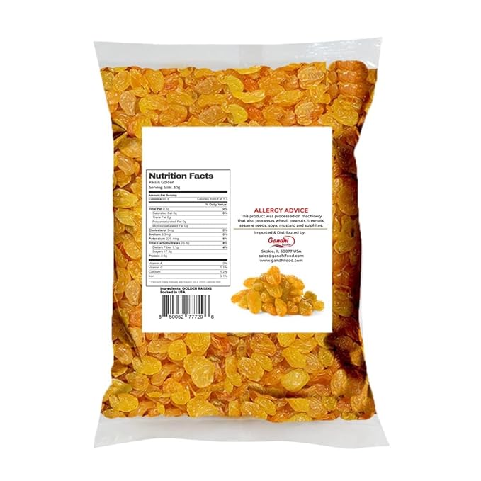 TAJ Golden Raisins | Sweet Seedless Sultanas from South Africa | 2lbs (Bulk Pack)
