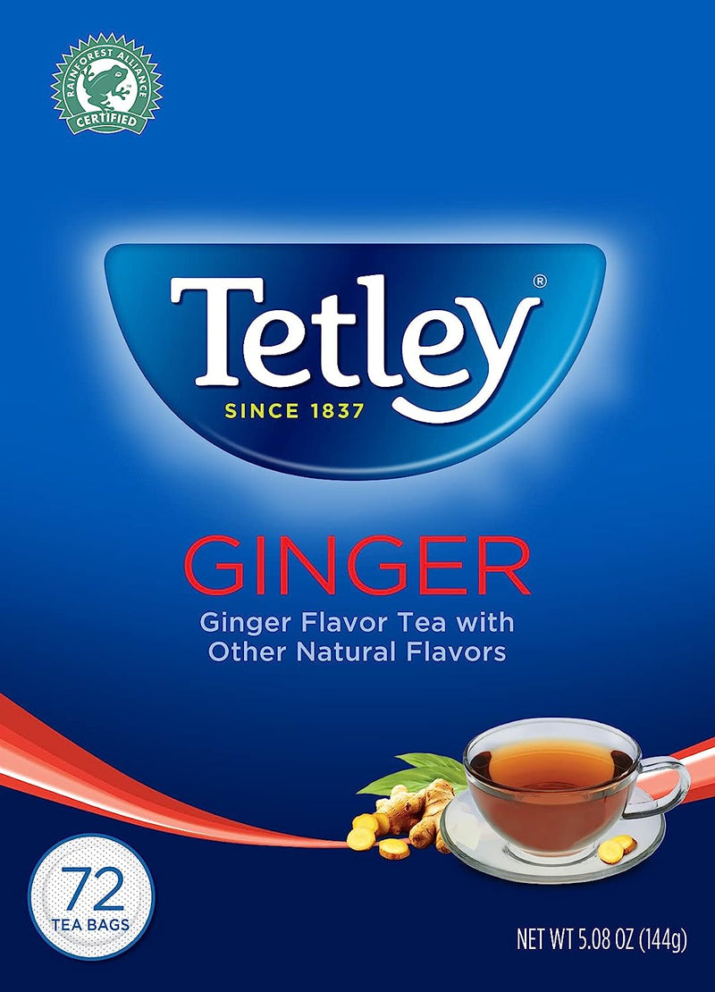 Tetley Ginger Tea (72-Tea Bags) 5.08oz (144g) (Indian Origin)