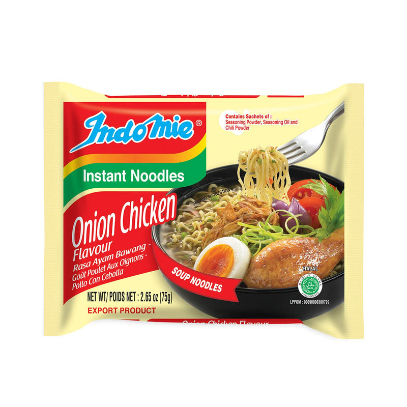Indomie Mi Goreng Instant Onion Chicken Stir Fry Noodles, Halal Certified, 75g