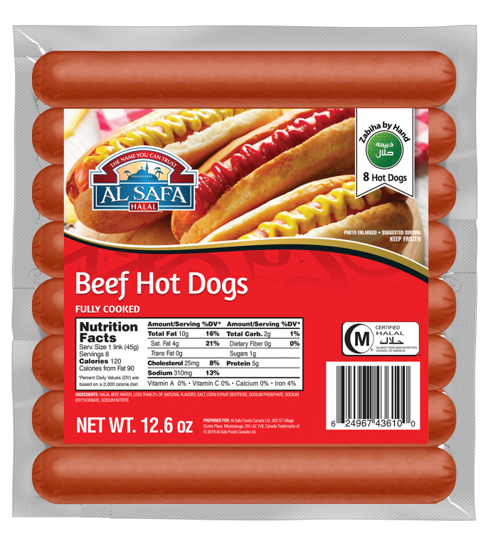 Al Safa Beef Hot Dog, 12.6oz