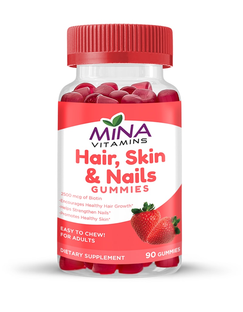 Mina Halal Vitamin Gummies for Hair, Skin, and Nails, 90-Count