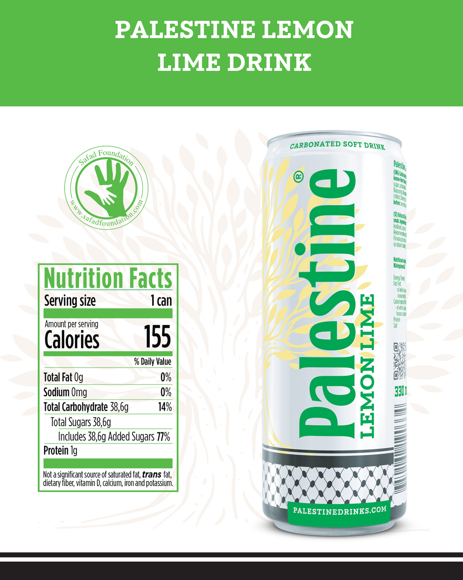 Palistine Lemon Color Palestine Lemon Lime Soda | Palestine Drink | 330ml Can