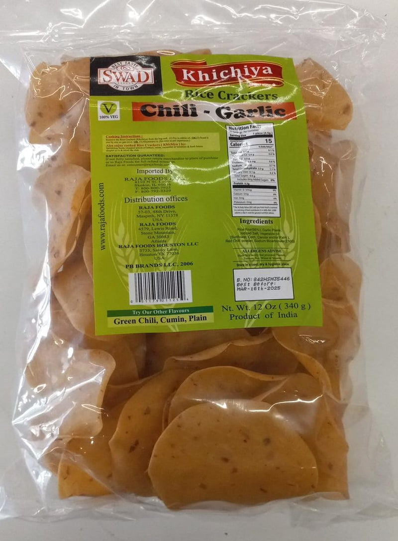 Swad Khichiya Rice Crackers Chili Garlic 12oz (340g)