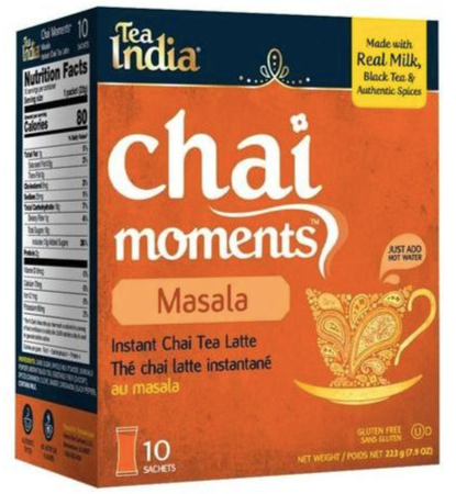 Tea India Chai Moments Unsweetened, Masala (10 Sachets) 7.9oz (223g)