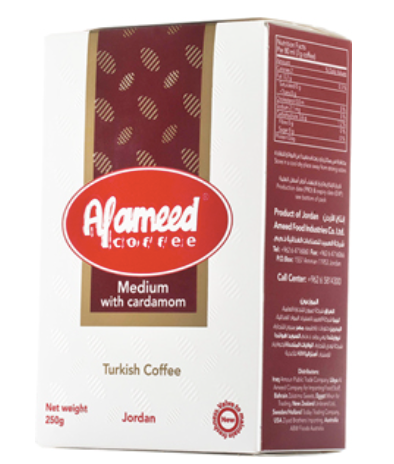 Al Ameed Turkish Medium Roast w/Cardamom Ground Coffee, 8oz