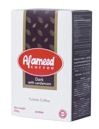 Al Ameed Turkish Dark Roast w/Cardamom Ground Coffee, 8oz
