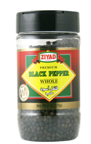 Ziyad Black Pepper Whole, 6oz Jar