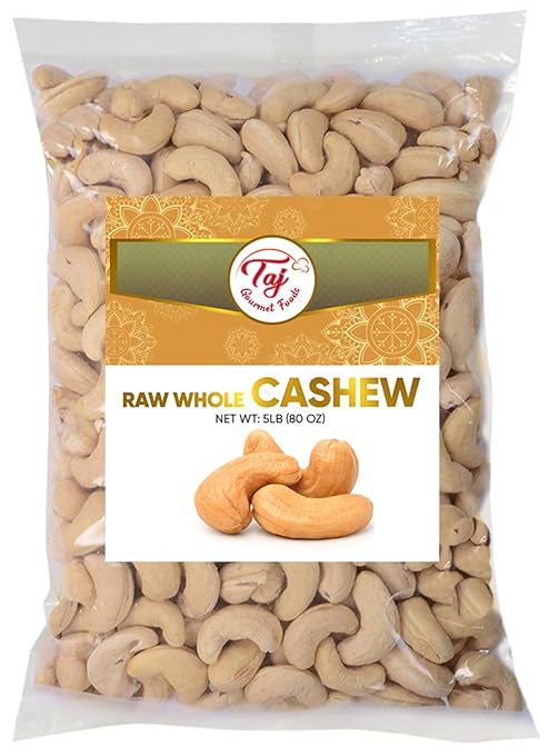 TAJ Raw Cashews Whole | Premium Large Cashew | W240 Grade | Unsalted | No Additives