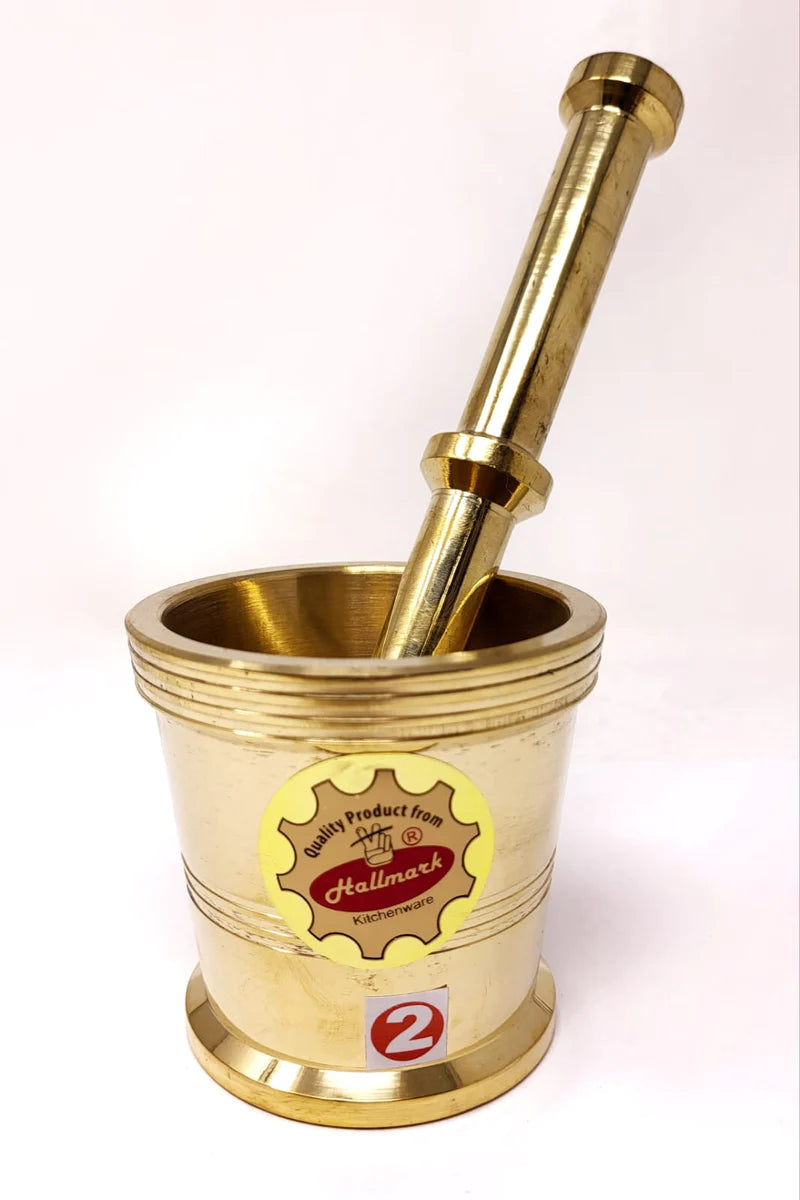 Tabakh Traditional Brass Mortar Pestle Khal Batta Hamam Dasta Spice Herb Grinder