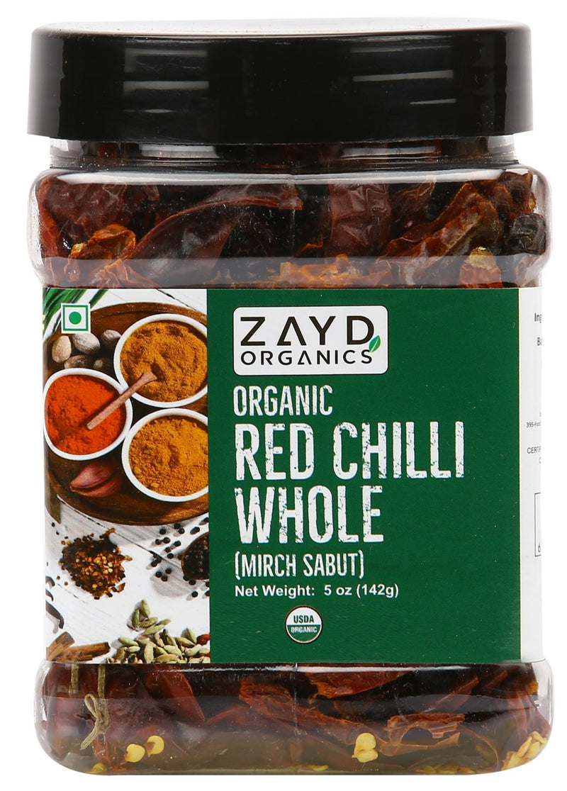 Zayd Organic Red Chilli Whole 5oz, USDA Organic Certified