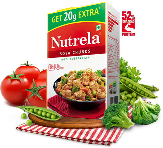 Nutrela Soya Chunks (100% Vegetarian), 220g