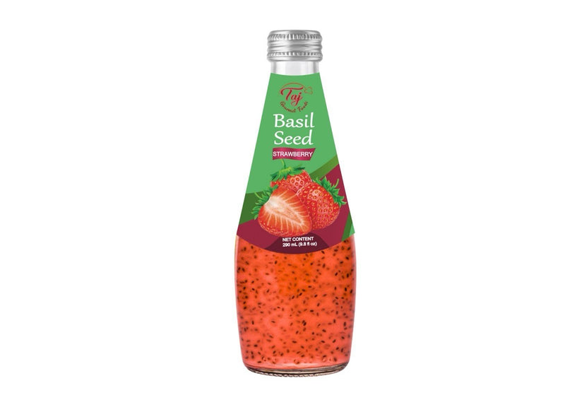 strawberry basil seed drink Taj Basil Seed Drink Juice, Strawberry 290ml