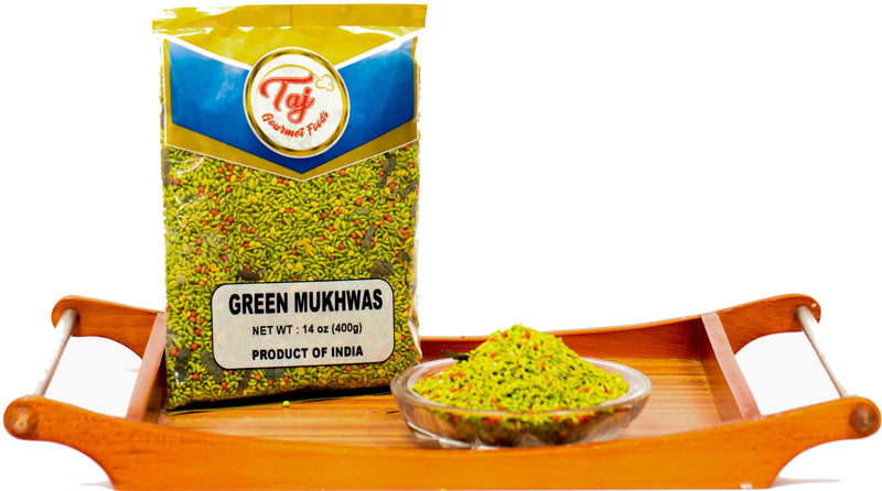 TAJ Green Mukhwas, Candied Fennel Seeds (Saunf)