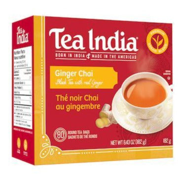Tea India Ginger Chai Tea (Tea Bags) 6.43oz (182g)