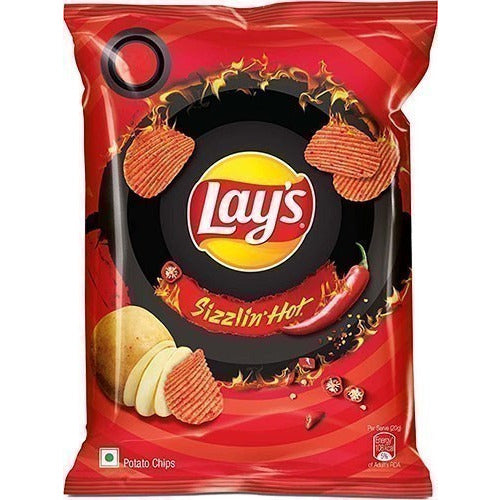 Lay's Sizzlin' Hot Potato Chips (52g) (100% Veg)