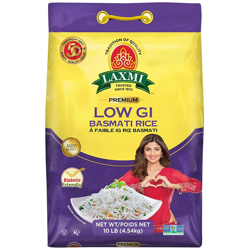 Laxmi Diabetic Friendly Basmati Rice w/ Lower G.I. Index Value - 10lb