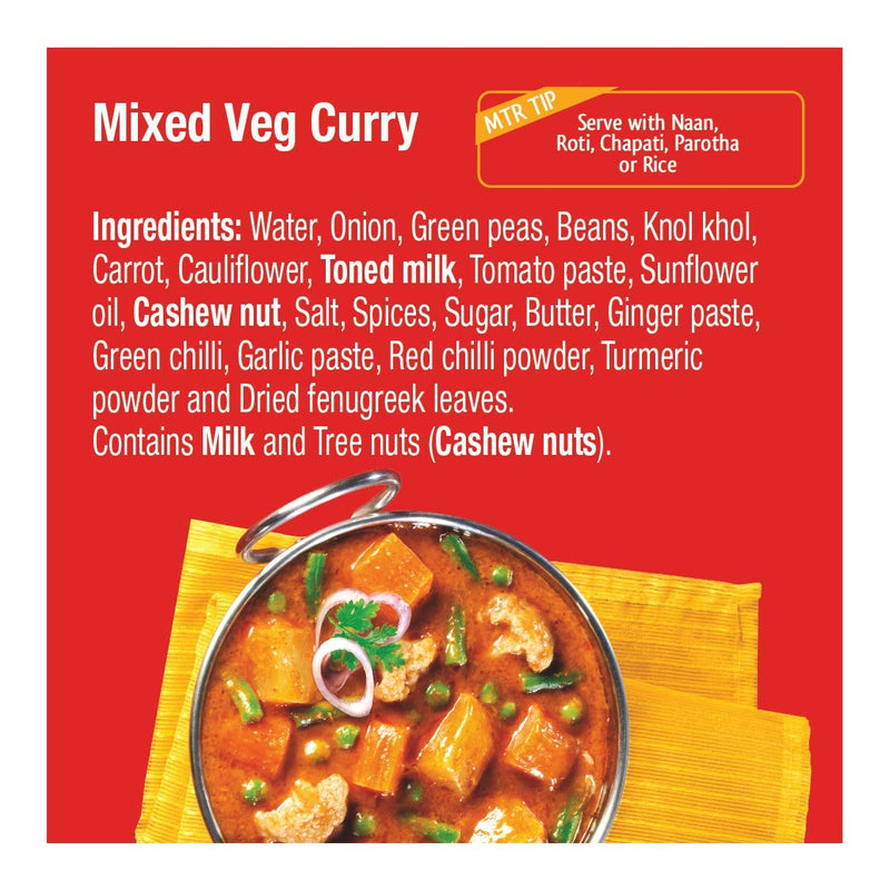 MTR Ready to Eat - Mixed Vegetables in Curry  10.28oz (300g)