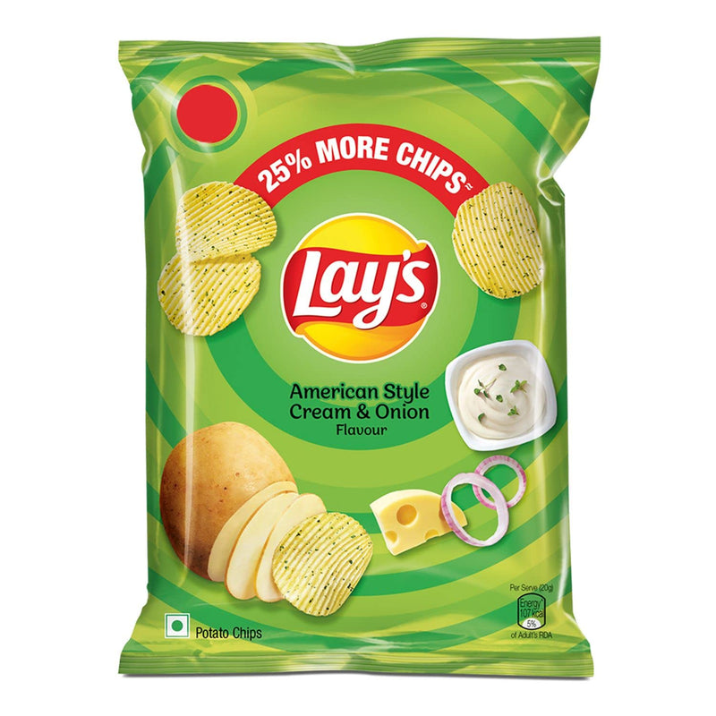 Lays American Style Cream & Onion Chips (Indian), 52g