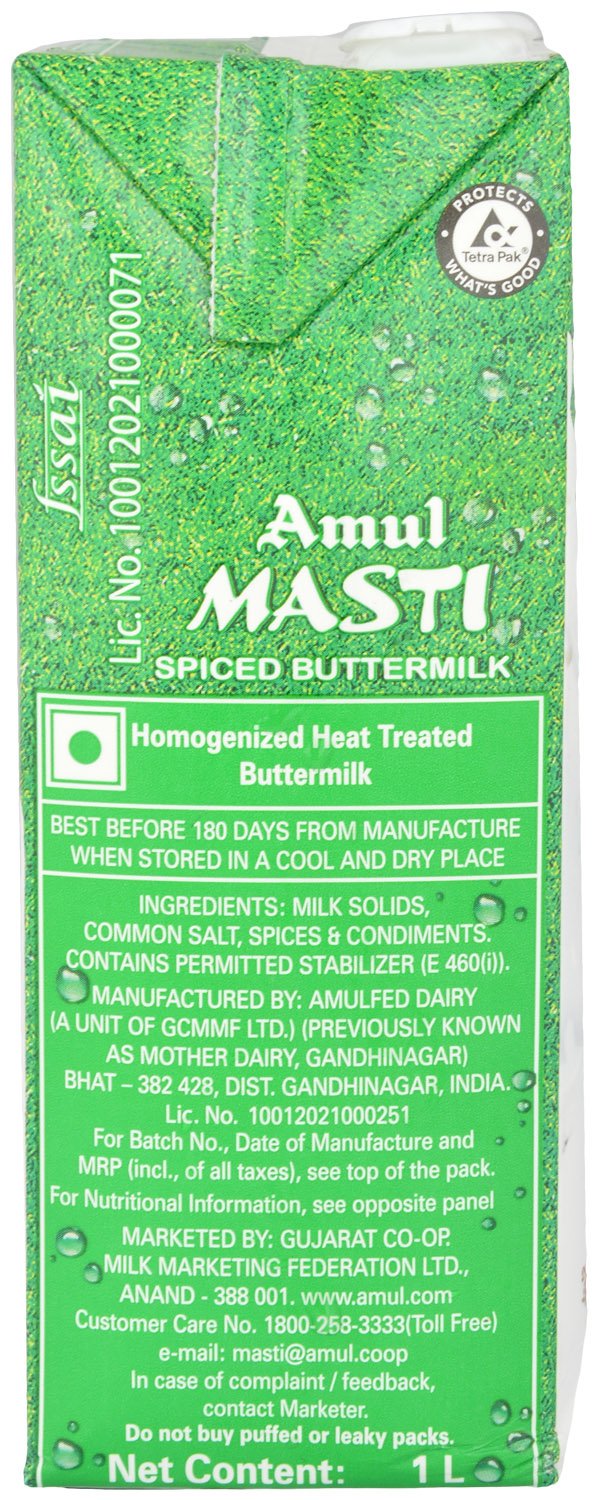Amul Masti Spiced Buttermilk Milk Drink, 1L (33.8 fl oz.)