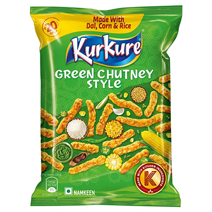 Kurkure Green Chutney Chips, Indian Chips, 90g