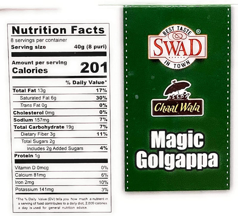 Swad Magic Golgappa (Wheat Pallets) - Round Hollow Crisp with Sweet & Spicy Water -11.2oz ( 320g)