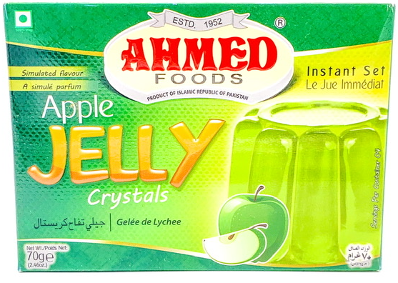 AHMED Halal Jello Vegetarian Crystal Jelly, Apple 70g