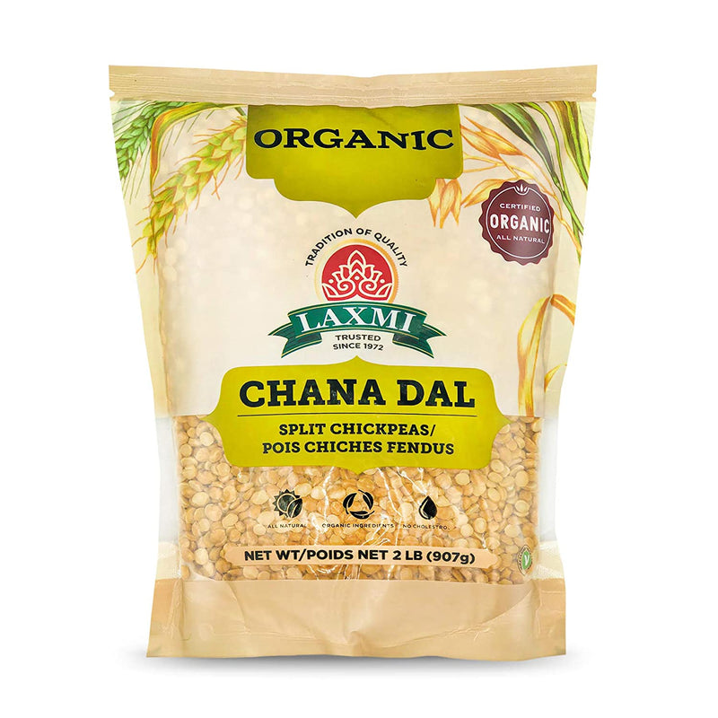 Laxmi Organic Chana Dal, Brown Baby Chickpeas, Grains from India, 2lbs