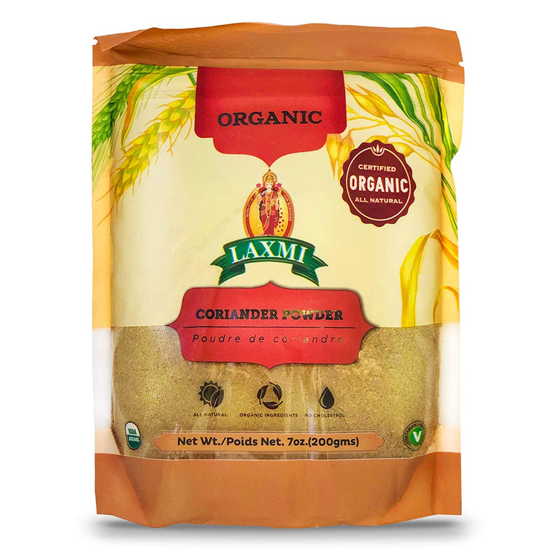 Laxmi Organic Coriander Powder, Certified Organic, All Natural, Organic Ingredients, No Cholesterol, Vegetarian 7oz
