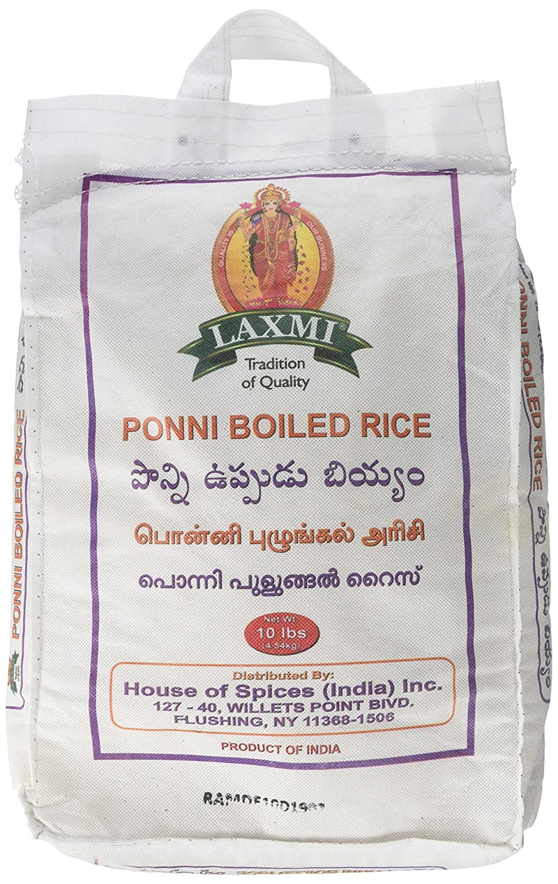 Laxmi All-Natural Ponni Boiled (Like Gold) Rice, 10 Pounds