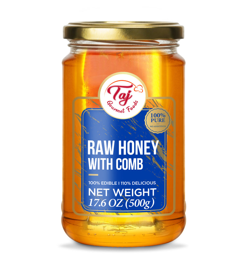 TAJ Raw Honey With Comb, 500g(17.6 Oz)