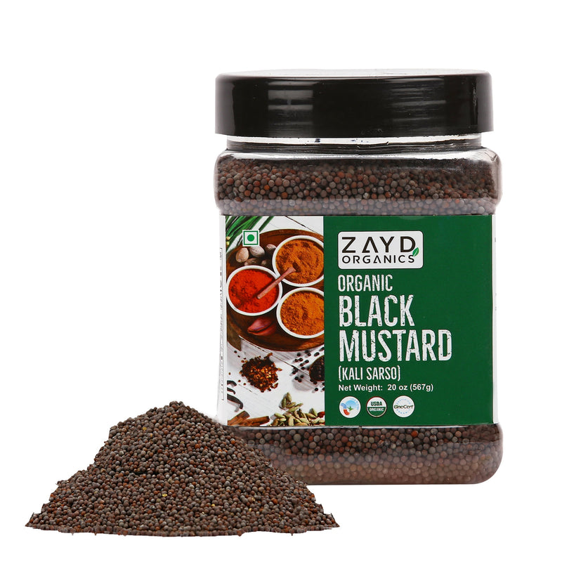 Zayd Organic Black Mustard Whole 20oz, USDA Organic Certified