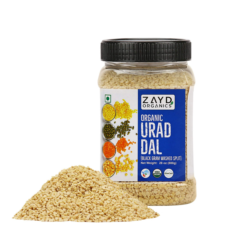 Zayd Organic Urad Dal (Black Gram Washed Split) USDA Organic Certified, 1.7-Pounds