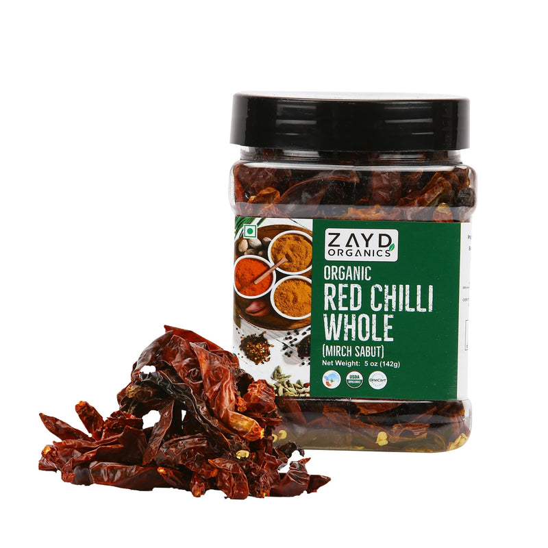Zayd Organic Red Chilli Whole 5oz, USDA Organic Certified