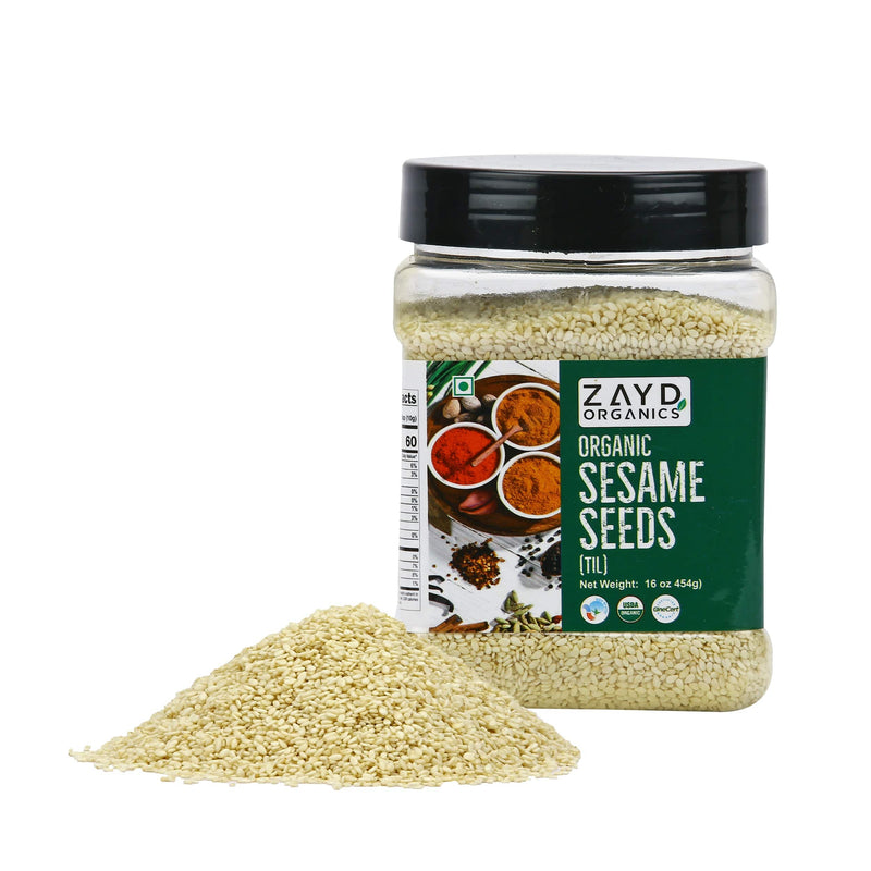 Zayd Organic Whole Sesame Seeds, 16oz, USDA Organic Certified