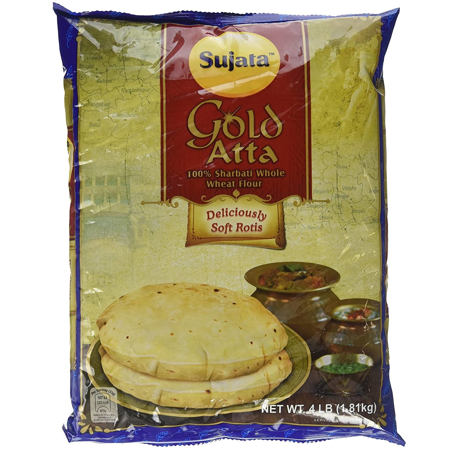 Sujata GOLD Atta 100 Sharbati Whole Wheat Flour